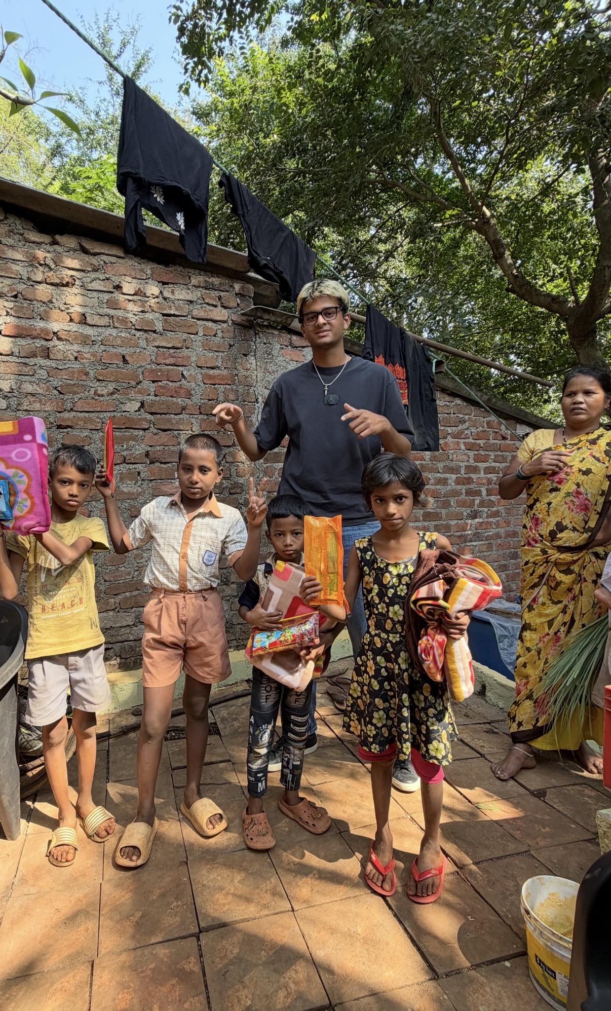 Distributing essentials to families
